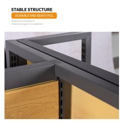 Стеллаж для закусок из нержавеющей стали с деревянными полками (арт. 25-19080298)