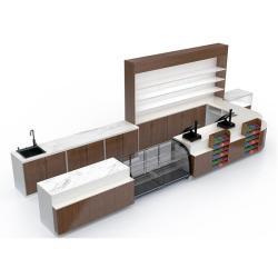 Стол кассовый деревянно-металлический с полками для магазина (арт. 25-19080312)