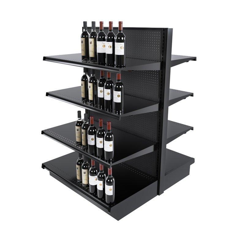 Стеллаж для супермаркета двухсторонний черный стальной с 8 полками (арт. 25-19080474)