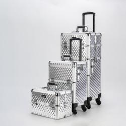 Косметический кейс на колесах из алюминия с лотками (арт. 25-19082540)