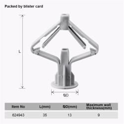 Анкер-бабочка для полых стен, пластиковый, прочный (арт. 25-19084401)