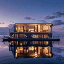 Понтонный дом-лодка 36ft алюминиевый с закрытой кабиной (арт. 26-1090185)