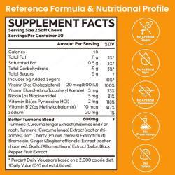 Жевательные пастилки с куркумой 400мг с черным перцем и имбирем для поддержки суставов (арт. 26-1002003)