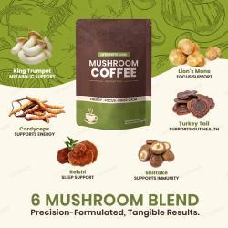 Кофе порошок с грибами рейши кордицепс львиная грива для энергии (арт. 26-1002220)