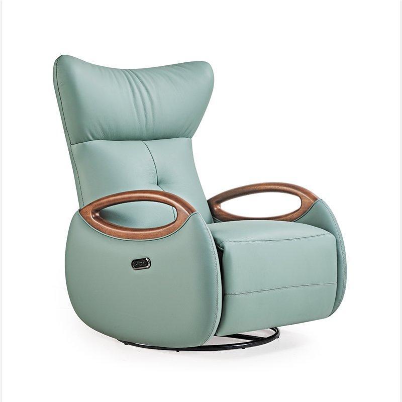 Кресло-реклайнер кожаное с массажем и поворотом (арт. 26-2102011)