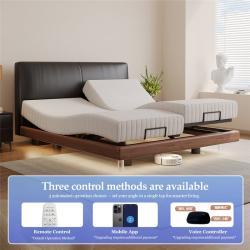 Кровать электрическая двуспальная с кожаной обивкой и регулируемой спинкой (арт. 26-2102050)