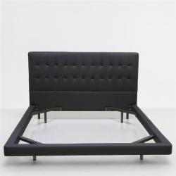 Кровать деревянная двуспальная с черным изголовьем (арт. 26-1702110)