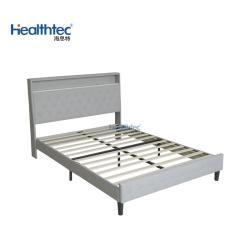 Кровать с мягкой обивкой и деревянным каркасом для спальни (арт. 26-1702112)