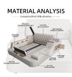 Кровать кожаная с секциями и хранилищем для спальни (арт. 26-1702113)