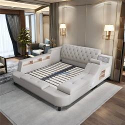 Кровать кожаная многофункциональная с массажем для спальни (арт. 26-1702114)