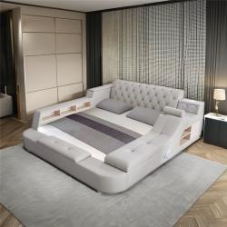 Кровать с кожаной обивкой и массажем для спальни (арт. 26-1702118)