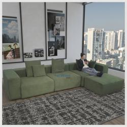 Диван угловой модульный l-образный зеленый для гостиной (арт. 26-1702258)