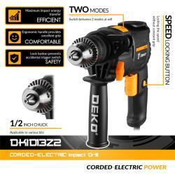 Дрель DEKO DKID13Z2 550W 3.3J для дома (арт. 26-2402082)